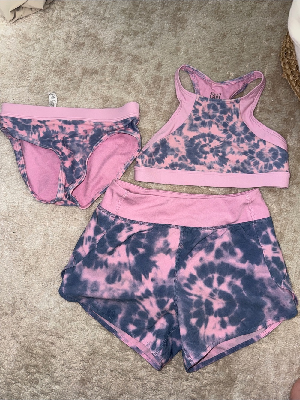 Athleta Kids Lavender and Navy Tie-Dye 3-Piece Swim Set